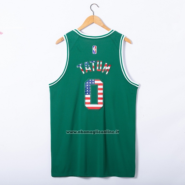 Maglia Boston Celtics Jayson Tatum #0 75th Bandera Edition Verde